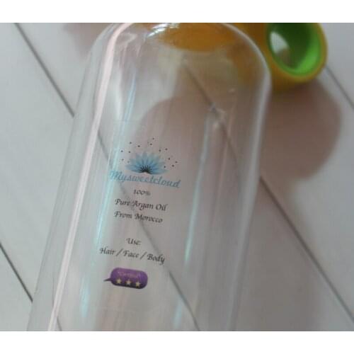 Oil glass bottle/plastic bottle,food plastic bag/hair packing/packaging custom content logo printed transparent pvc stickers