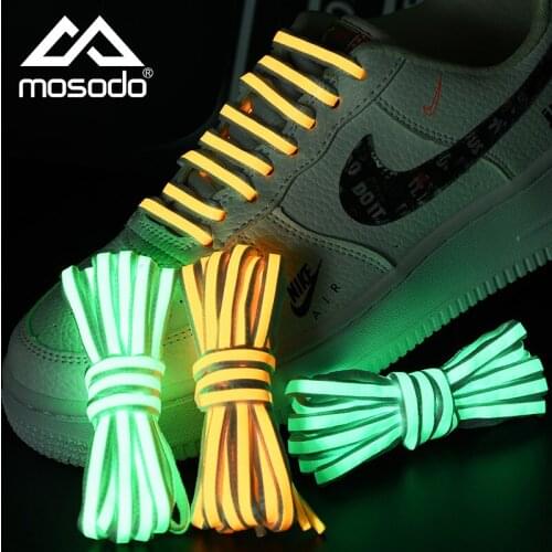 Mosodo Luminous Shoelaces Women Trend Fluorescent Shoelaces Semi Circle Flat Night Running Shoelaces Men Personalized Hip Hop