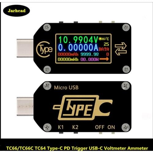 TC66/TC66C TC64 Type-C PD Trigger USB-C Voltmeter Ammeter Voltage 2 Way Current Meter Multimeter PD Charger Battery USB Tester