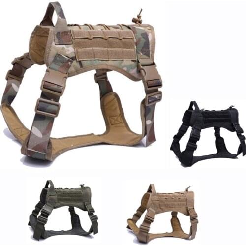 Outdoor Tactical Police Training Harness Clothes Tactical Dog Molle Vest Army Military Hunting Dog Vest With Pulling Handle M-XL