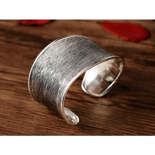 925 soild Sterling Silver Women Cuff bangle bracelet A4419