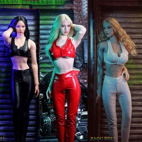 1/6 Female Motorcycle Suit Leather Top Pants Clothes JO21X-01 Fit 12'' PH TBL Soldier Action Figure Body