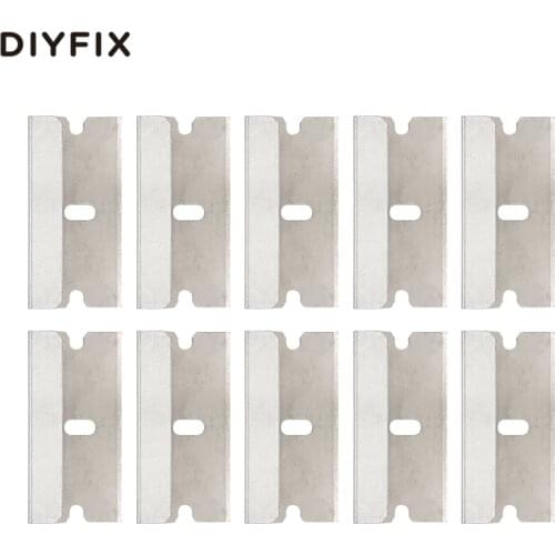 DIYFIX 10Pcs Metal Blade Glue Residue Cleaning Tool for Phone LCD Glue Remover Scraper (NO handle)