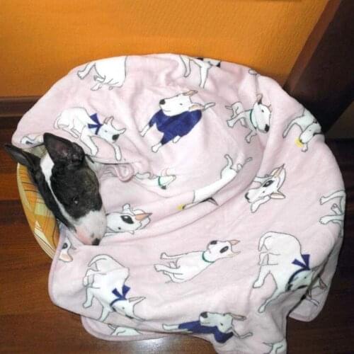 100x75cm Dog Blanket Pet Soft Fluffy Fleece Bull Terrier Print Puppy Cat Bed Blankets Cover