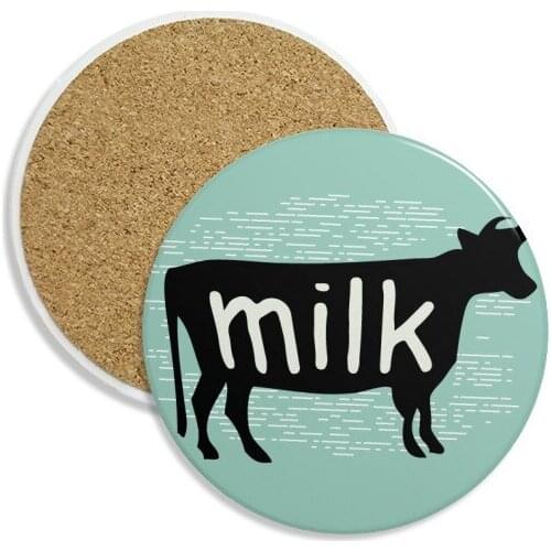 Black Animal Cow Silhouette Natural Ceramic Coaster Cup Mug Holder Absorbent Stone for Drinks 2pcs Gift