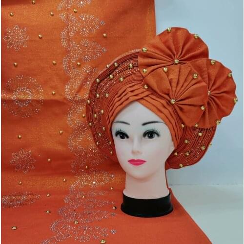 2021 Braid Turban Hat Knot African Auto Gele Nigeria Headtie Handmade Muslim Women Head Wrap And shawl