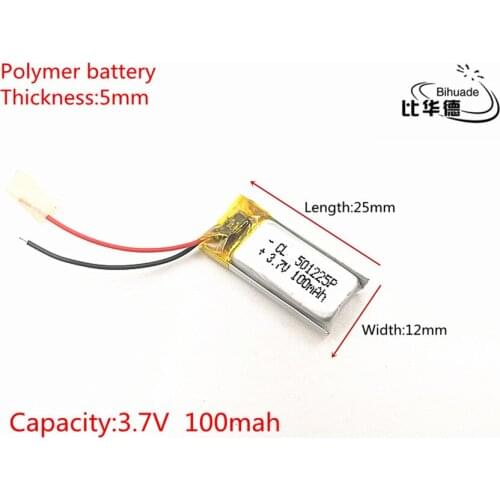 3.7V 100mAh 501225 Lithium Polymer Li-Po li ion Rechargeable Battery cells For Mp3 MP4 MP5 toy mobile bluetooth