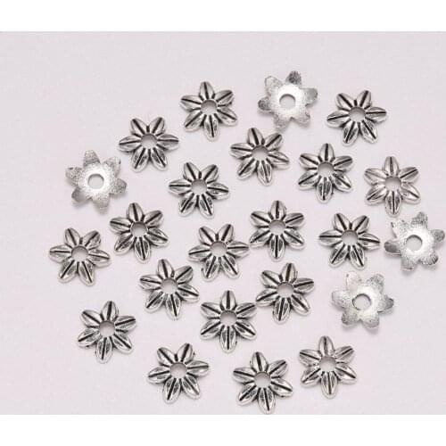50pcs/Lot 9mm Tibetan Antique Hexagram Flower Loose Sparer End Bead Cap For DIY Jewelry Making Finding Earrings Bracelet