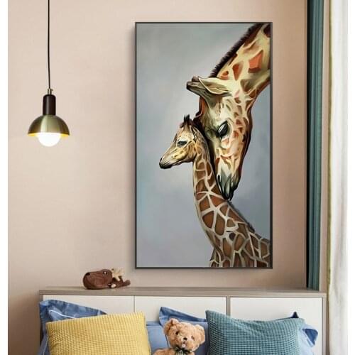Abstract Cartoon Deer Canvas Painting on The Wall Art Cute Animals Picture Cuadros for Living Room Aisle Nordic Posters Print