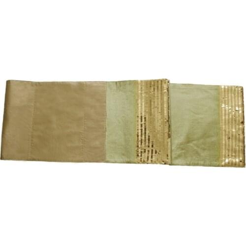 Free Shipping Velvet Fabric Sparkle Sequin Bling Bling Patchwork Gold Table Runner P4533