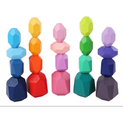 Cross Border Rainbow Color Building Blocks Color Laminated Stones Childrens Educational Color Cognition Enlightenment Toys