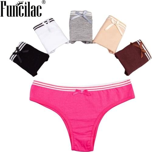 FUNCILAC Women Underwear Panties Cotton Briefs Knickers Sexy Panty Ladies Under Wear Boxer Seamless Thong 5pcs/lot