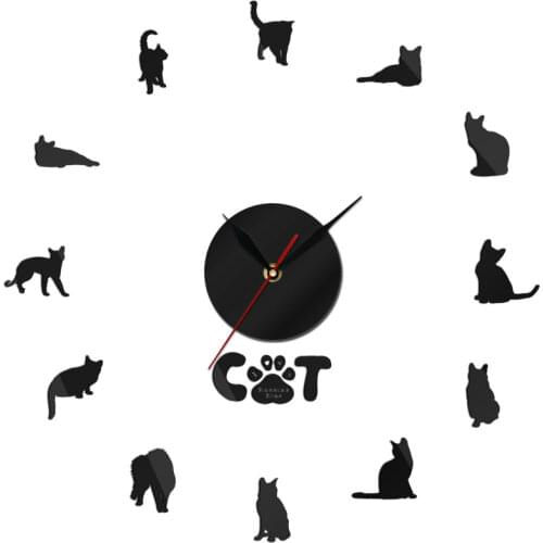 I Love My Russian Blue Cat Mirror Effect Wall Clock Funny Gifts Animal Big Time 3D Watch Clock Daughter Gifts