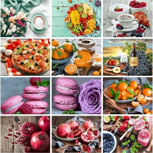 Huacan Full Drill Diamond Painting Scenery Decorations For Home Mosaic Food Embroidery Fruit Handmade Gift