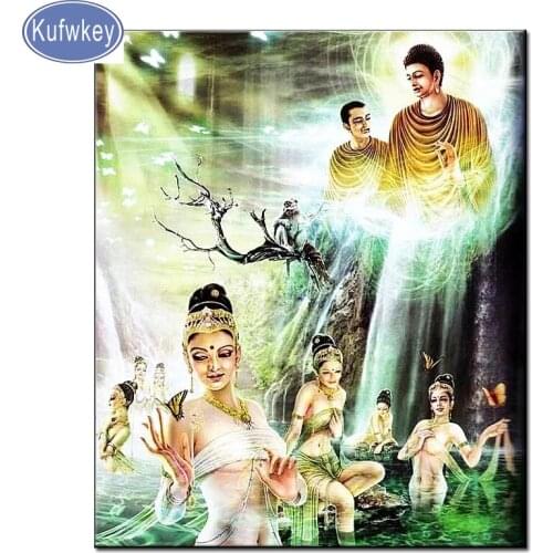 India women Diamond Painting Full Square Decor landscape Art Rhinestone mosaic puzzle 5d buddha Round 5d Diy Home Wall decor