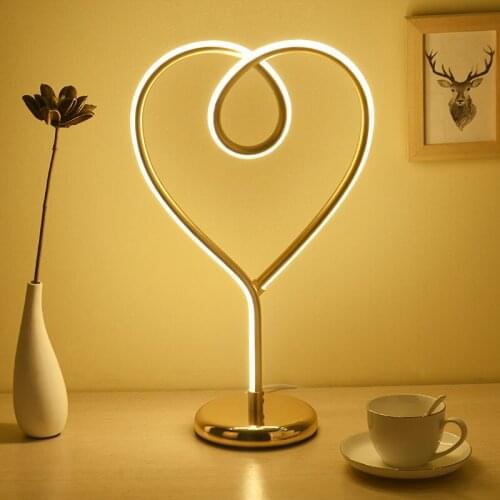 Modern Heart Shaped LED Table Lamp Marriage Bedroom Bedside Table Decor Night Lamp Dimming Desk Lamp Night Light Home Lighting