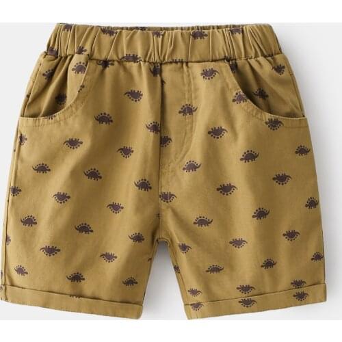 Summer Soft Boys Shorts Elastic Waist Cute Dinosaur May Be Turtle? Kids Knee Length Pants Trousers Childrens Clothes