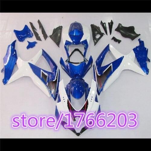Hot sales For GSXR600/750 K8 2008 2009 2010 08 09 ABS Fairing Kits GSXR600 750 08 09 10 Blue White Black Fairing