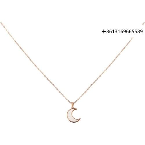 Fashion 925 color crescent moon necklace contracted temperament personality minority clavicle chain jewelry