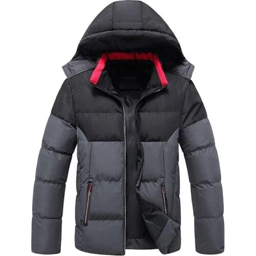 Men Parka Coat 2020 Winter Clothing Mens Casual All-Match Thicken Parkas Color Matching Trend Hooded Veste Homme Hiver