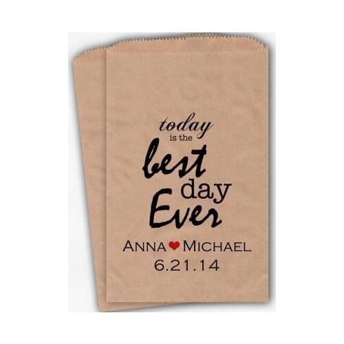 Custom Best Day Ever Wedding popcorn candy Buffet BIRTHDAY Bridal baby Shower kraft paper Bakery Cookie gifts Favors Bags
