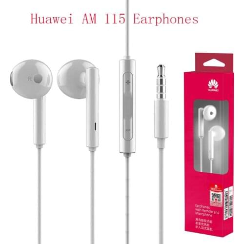 Huawei AM 115 Earphones Wired 3.5mm Jack Volume Control Earphone Earpiece for HUAWEI Xiaomi Samsung smartphones In-ear Earbuds