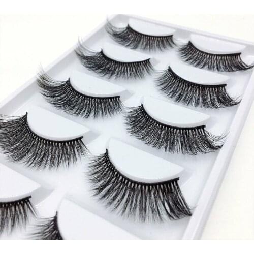 2019 NEW 5 pairs 100% Real Mink Eyelashes 3D Natural False Eyelashes 3d Mink Lashes Soft Eyelash Extension Makeup Kit Cilios