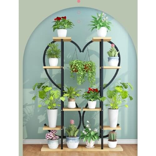 Flower rack shelf balcony green rose hanging creative flower rack living room indoor iron floor type multi-layer heart-shaped fl