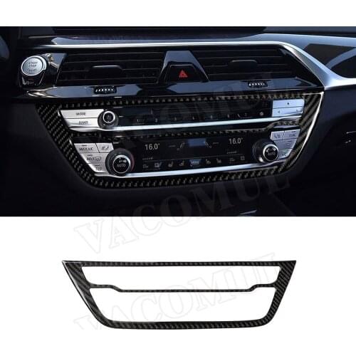 Carbon Fiber Interior Trims Car Air Conditioning CD Panel Decorative Frame Cover Sticker For BMW 5 Series G30 X3 G01