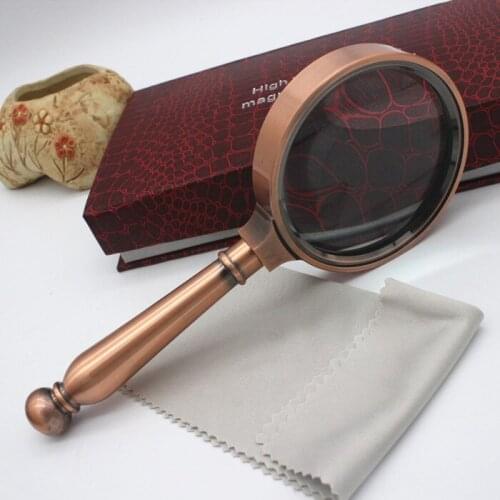 10X 70mm Lens Handheld Metal magnifying glass for jade observation and testing Gift Magnifier old Man children Reading Glass