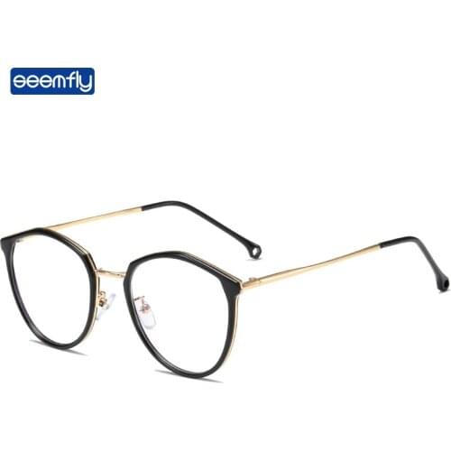 Seemfly 2021 Polygon Glasses Frame Vintage Fashion Men Women Irregular Transparent Eyewear Ultralight Metal TR90 Plain Glasses