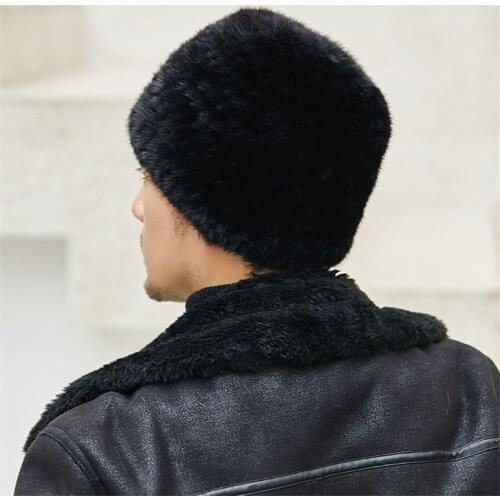 Mink Woven Hat Mens Winter Outdoor Hedging Cap Mink Fur Straw Ear Cap Warm Hat