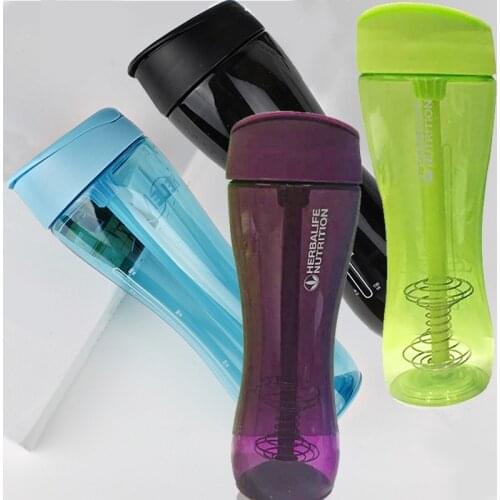 New Design 600ml High Quality 4 candy color Herbalife fit Sports Shaker Bottle Portable Space Nutrition Straw type Water Bottle