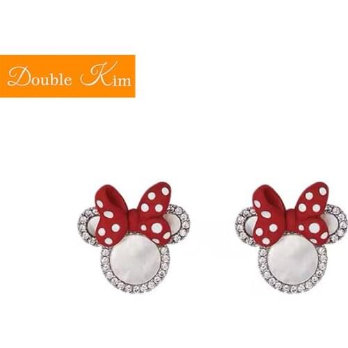 Cutey Bow Octagon Earrings Alloy Material Inlaid Zircon Prevent Allergy Gold Color EarringsFashion Trendy Women Jewelry Gift