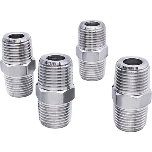 1/8" 1/4" 3/8" 1/2" BSPT Male to Male Equal Redcuer Hex Nipple 304 Stainless Steel Connector Water Gas Propane