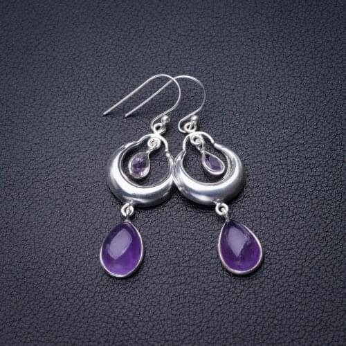 StarGems Natural Amethyst Handmade 925 Sterling Silver Earrings 2" D6821