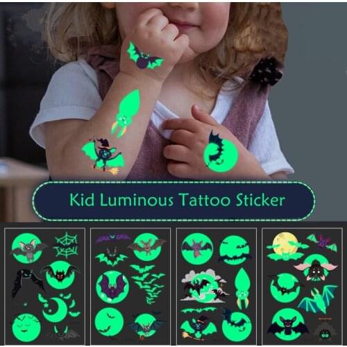 Tattoo Stickers Luminous Child Kid Temporary Fake Tattoos Glow Paste on Face Arm Leg for Children Body Art Mermaid Sticker