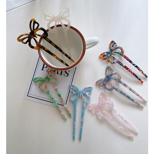 Butterfly U-Shaped Hairpin Hair Fork Trendy Acetic Acid Material Hair Clip Headwear Accessories Women Girls Retro Jewelry Gift