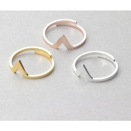 Stainless Steel Resizable Simple Chevron V Stacking Ring Men Jewelry Rose Gold Color Geometric Triangle Rings For Women Aneis