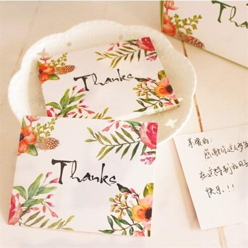 High-Quality 50pcs Message Card "Thanks" Holiday gift greeting card / blessing small card / 10 x 8cm Thanksgiving Postcard