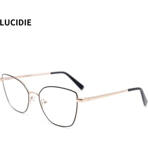 LUCIDIE Woman Cat Eye Metal Glasses Frame Myopia Eyeglasses Women Frame Clear Lens Frame Optical Glasses Frames Female Eyewear