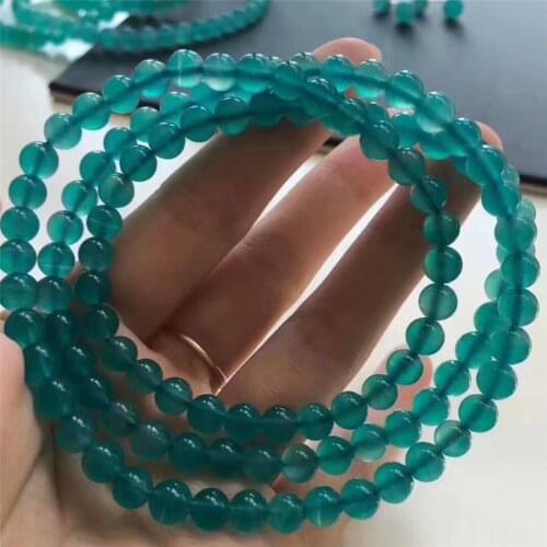 Natural Mozambique Ice Amazonite Bracelets For Women Lady Stretch Crystal Round Bead 3 Laps Bracelet Jewelry Accessories Gift