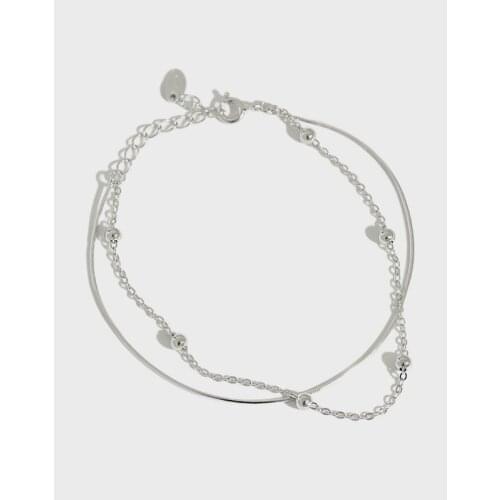 YPAY 100% 925 Sterling Silver Bracelets Womens Jewelry Double Layer Beads Bracelet For Gift Girls Lady Drop Shipping YMB031