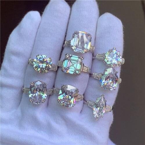 8 Styles Statement Promise Ring various Sona cz 925 Sterling Silver Engagement Wedding Band Rings for women men Jewelry