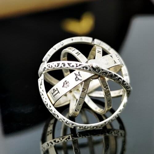 Gold Astronomical Ring For women ball mood rings Creative Complex Rotating Cosmic letter Finger ring men fashion jewelry gifts