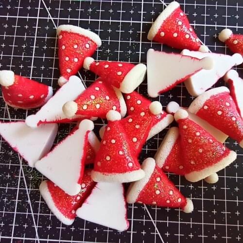 1pcs/lot resin flat back glitter Christmas hat 28mm Cabochons Hair Bow Center DIY Christmas decration