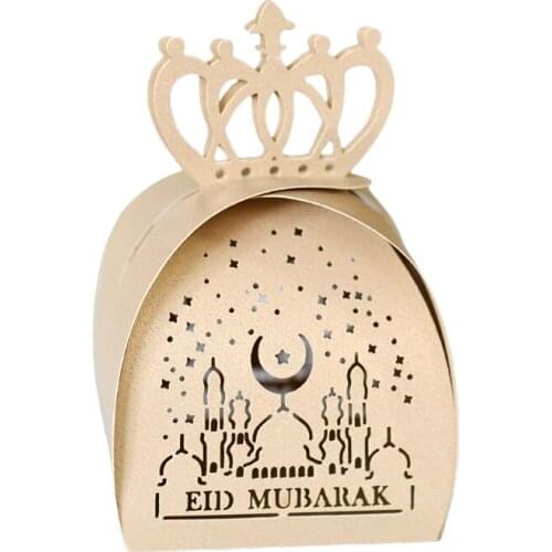 100pcs Eid Mubarak Candy Box Favor Ramadan Kareem Gift Boxes Islamic Muslim Festival Happy Al-Fitr Event Party Supplies