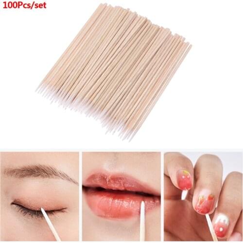100Pcs Disposable Cotton Swabs Stick Eyelash Extension Glue Removing Clean Tool 100% brand new & high quality