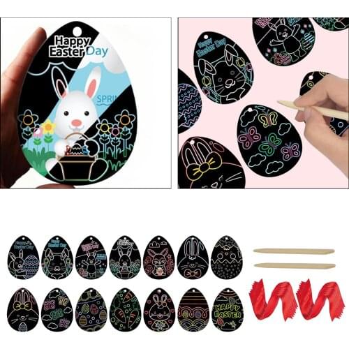 14 Pcs ing Scratch Art Rainbow Paper Easter Egg Sketch Pads for Kids