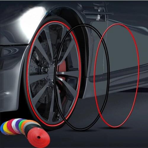 8M Car Wheels Styling Vehicle Color Wheel Rims Protectors Decor Strip Tire Guard Line Rubber Moulding Trim